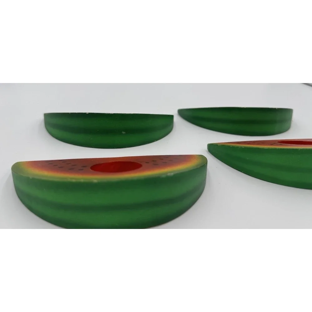 Set Of‎ 4 Wood Watermelon Napkin Rings 4th Of July Summer Picnic Holiday